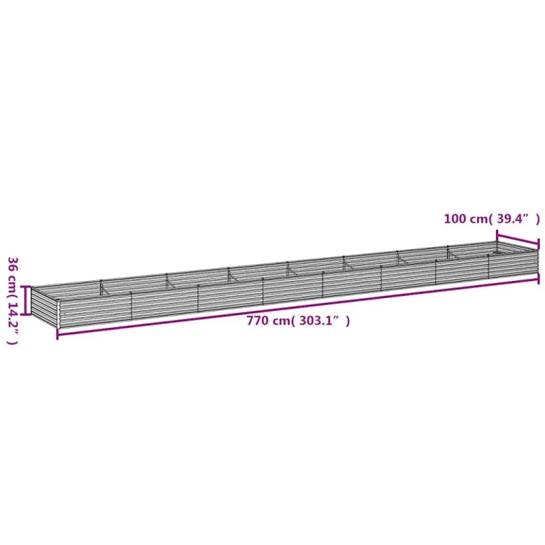 vidaXL Hochbeet, Wetterfest Pflanzkasten mit viel Platz, Pflanzkübel Blumenkasten für Balkon Garten, Blumenkübel Gemüsebeet, 770x100x36 cm Cortenstahl – Bild 3