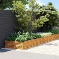 vidaXL Hochbeet, Wetterfest Pflanzkasten mit viel Platz, Pflanzkübel Blumenkasten für Balkon Garten, Blumenkübel Gemüsebeet, 770x100x36 cm Cortenstahl - Thumbnail 2