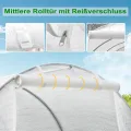 WOLTU Gewächshaus, Foliengewächshaus für Aufzucht Tomaten, Tomatenhaus Winterfest mit Tür 6 Fenstern, aus Stahlrohr PE, 200 x 200 x 300 cm, Weiß - Thumbnail 2