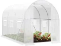 WOLTU Gewächshaus, Foliengewächshaus für Aufzucht Tomaten, Tomatenhaus Winterfest mit Tür 6 Fenstern, aus Stahlrohr PE, 200 x 200 x 300 cm, Weiß - Thumbnail 1