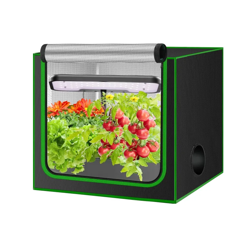 Kleines Wachstumszelt für Aerogarden, 61 x 40,6 x 50,8 cm, Hydrokultur-Anzuchtsystem, stark reflektierendes 600D-Diamant-Mylar-Leinwand mit Belüftungsfenster und Bodenwanne für – Bild 2