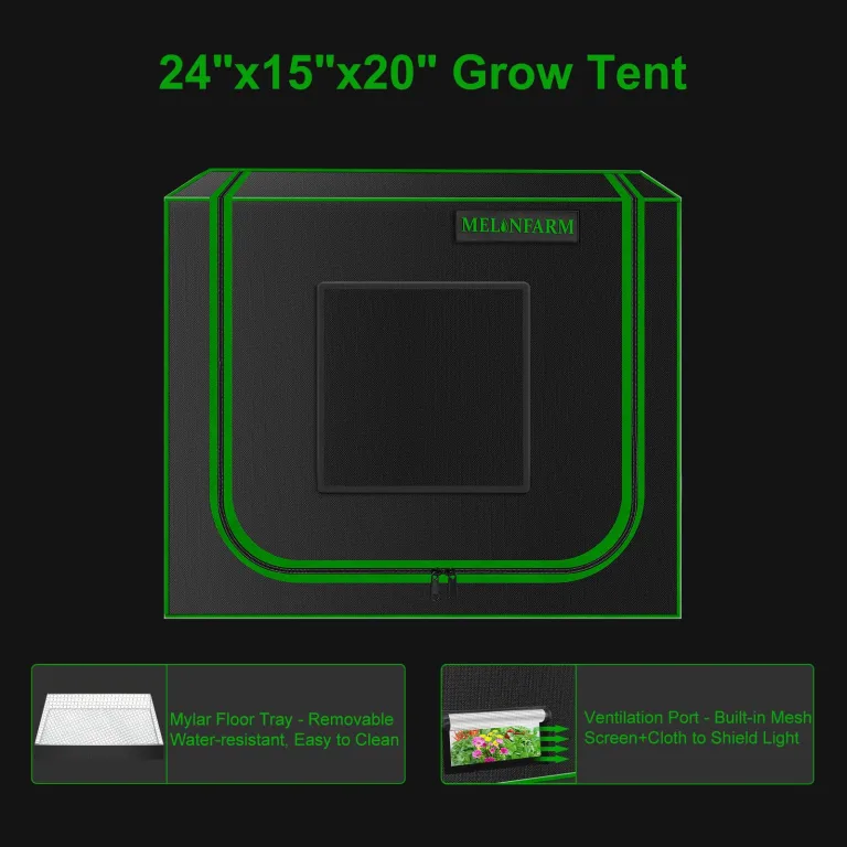 Kleines Wachstumszelt für Aerogarden, 61 x 40,6 x 50,8 cm, Hydrokultur-Anzuchtsystem, stark reflektierendes 600D-Diamant-Mylar-Leinwand mit Belüftungsfenster und Bodenwanne für – Bild 4
