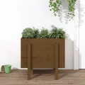vidaXL Pflanzkübel, Holz Pflanzkasten für Gemüse Blumen Kräuter, Hochbeet für Balkon Garten Terrasse, Blumenkasten Blumenkübel, Honigbraun Massivholz Kiefer - Thumbnail 3