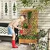HOMASIS Pflanzkübel mit Rankgitter, Blumenkasten mit Spalier, Pflanzkasten Pflanzgefäß aus Holz, Hochbeet Rankkasten Gartenspalier für Balkon, Garten, Terrasse, 90 x 44,5 x 180,5 cm (Orange) – Bild 3