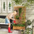HOMASIS Pflanzkübel mit Rankgitter, Blumenkasten mit Spalier, Pflanzkasten Pflanzgefäß aus Holz, Hochbeet Rankkasten Gartenspalier für Balkon, Garten, Terrasse, 90 x 44,5 x 180,5 cm (Orange) - Thumbnail 9