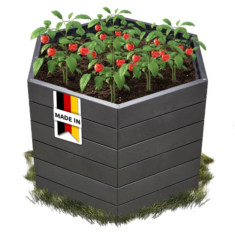 Garantia Ergo Hochbeet Stony L 75 - ergonomisches Hochbeet - Kunststoff sechseckig anthrazit - für Garten Gemüsebeet Kräuterbeet Pflanzenbeet - dekorative Steinoptik wetterfest modular steckbar – Bild 1
