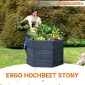 Garantia Ergo Hochbeet Stony L 75 - ergonomisches Hochbeet - Kunststoff sechseckig anthrazit - für Garten Gemüsebeet Kräuterbeet Pflanzenbeet - dekorative Steinoptik wetterfest modular steckbar - Thumbnail 2