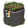 Garantia Ergo Hochbeet Stony L 75 - ergonomisches Hochbeet - Kunststoff sechseckig anthrazit - für Garten Gemüsebeet Kräuterbeet Pflanzenbeet - dekorative Steinoptik wetterfest modular steckbar - Thumbnail 8
