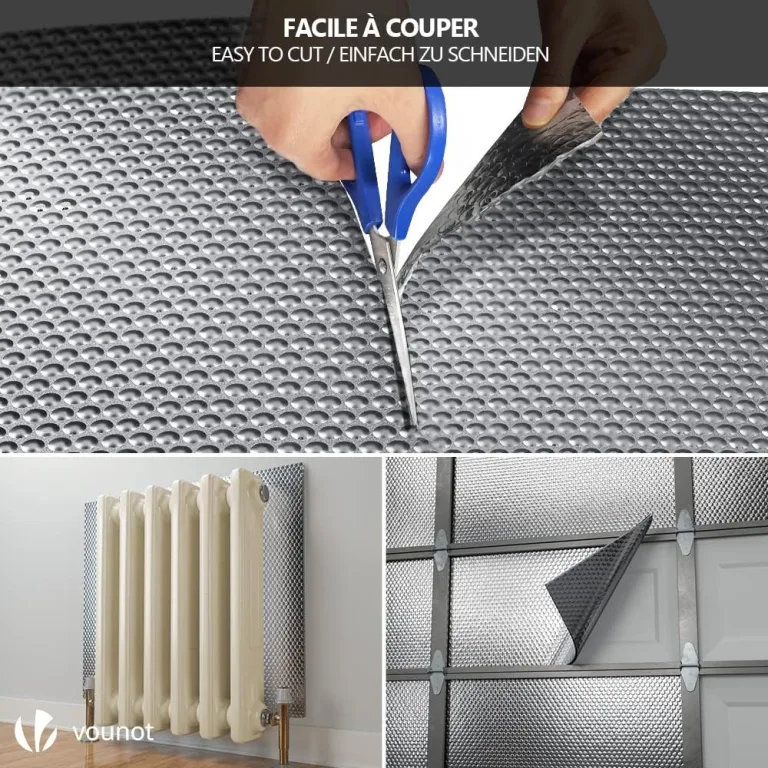 VOUNOT Isolierfolie Dämmfolie 10m x 100cm x 3mm, Doppelte Alu-Luftpolsterfolie Heizkörper Reflexionsfolie Thermofolie – Bild 6