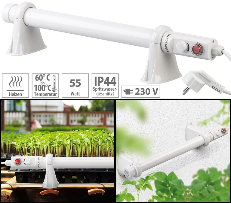 Royal Gardineer Heizung Gewächshaus: Elektrische Stabheizung für Gewächshäuser, 55 Watt, 51 cm, IP44 (Heizstäbe, Bodenheizung, Heizlüfter) – Bild 3