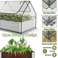 HOMASIS 2 in 1 Gewächshaus mit Hochbeet, Foliengewächshaus Winterschutz, Frühbeet aus Metall & PVC-Folie, Tomatenhaus mit 2 Fenstern, Blumenkasten für Garten Balkon (Silber+Grün, 180 × 90 × 91 cm) - Thumbnail 6