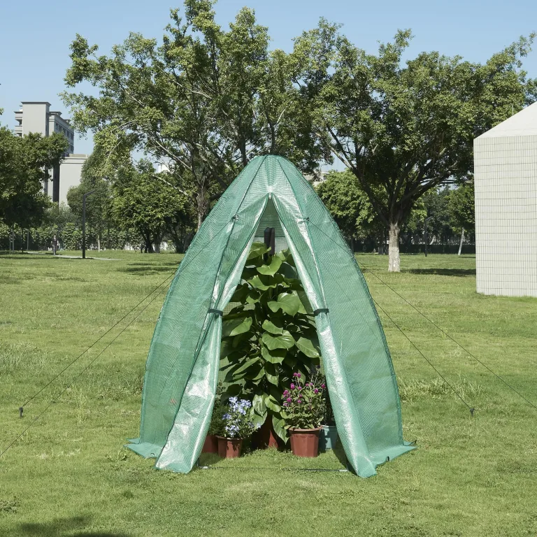 [en.casa] Gewächshaus Hunze Foliengewächshaus zur Anzucht Überwinterungszelt mit Reißverschluss Frühbeet PE-Plane Tomatengewächshaus Pflanzenschutz 183x160cm Grün – Bild 1