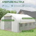 Outsunny Gewächshaus für den Garten, 4 x 3 m, Tunnel-Gewächshaus mit PE-Abdeckung und Rollwand, Tür und 8 Netzfenster, inklusive Etiketten und Handschuhen, weiß - Thumbnail 4