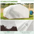 Outsunny Gewächshaus für den Garten, 4 x 3 m, Tunnel-Gewächshaus mit PE-Abdeckung und Rollwand, Tür und 8 Netzfenster, inklusive Etiketten und Handschuhen, weiß - Thumbnail 8