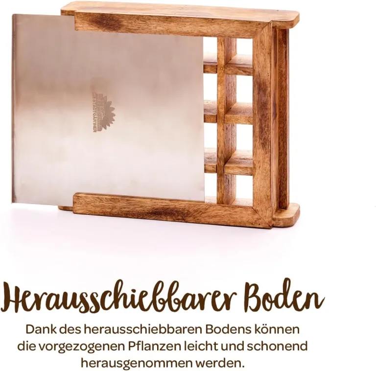 Modernes Gewächshaus als Deko, für Anzucht & für Kräuter | Aus Glas, recyceltem Holz und Metall | Zimmergewächshaus als Dekoration | 31 x 26 x 29 cm | – Bild 6
