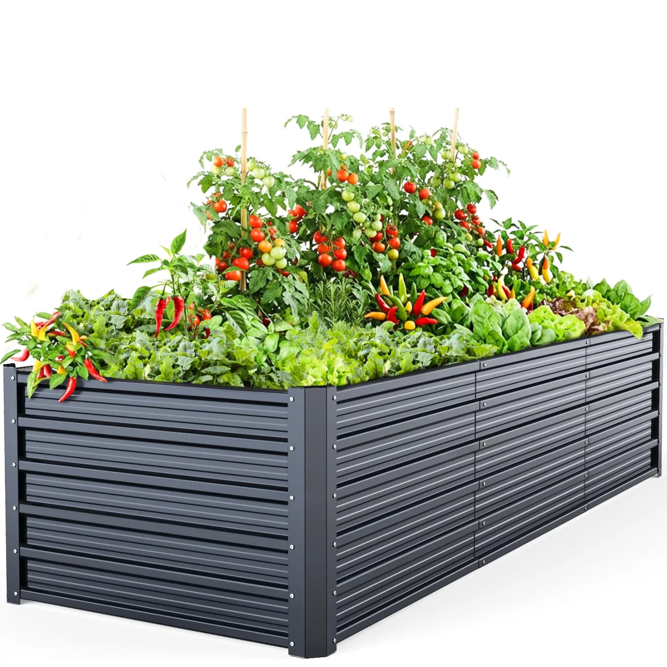 Ohuhu Metall Hochbeet Pflanzenbeet 240x90x60 cm, Hochbeete für Garten aus Robustes Stahlblech, Rostgeschützt & Stabil, Ideal für Garten Gemüse Kräuter Blumen Anthrazit - Bild 1