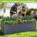 Ohuhu Metall Hochbeet Pflanzenbeet 240x90x60 cm, Hochbeete für Garten aus Robustes Stahlblech, Rostgeschützt & Stabil, Ideal für Garten Gemüse Kräuter Blumen Anthrazit - Thumbnail 2