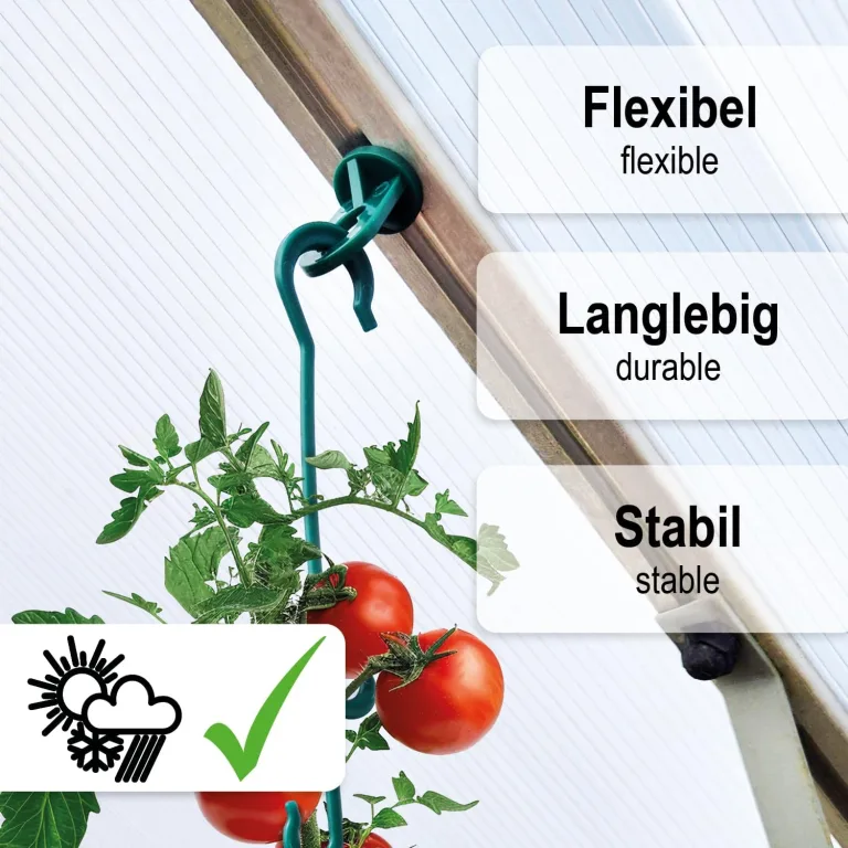 com-four® 100x Gewächshausclips - Aufhängevorrichtungen für Gewächshaus und Wintergarten - Ösen für Gewächshausschienen - Rankhilfeclips stake Clips mit hoher Tragkraft (100 Clips - grün) – Bild 3