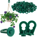 com-four® 100x Gewächshausclips - Aufhängevorrichtungen für Gewächshaus und Wintergarten - Ösen für Gewächshausschienen - Rankhilfeclips stake Clips mit hoher Tragkraft (100 Clips - grün) - Thumbnail 1
