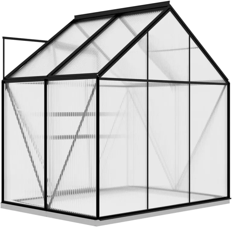Anlehngewächshaus Anthrazit Aluminium 2,47 m² 190x130x202 cm Gewächshaus Winterfest Wintergarten Gewächshaus Balkon Tomatengewächshaus Wintergewächshaus Schutz der Pflanzen vor Kälte – Bild 8