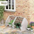 Outsunny Mini Gewächshaus Foliengewächshaus mit 2 Rollfenster, Wetterbeständige Frühbeet für Garten, Balkon, PE Folie, Stahl, Weiß, 180 x 90 x 90 cm - Thumbnail 3