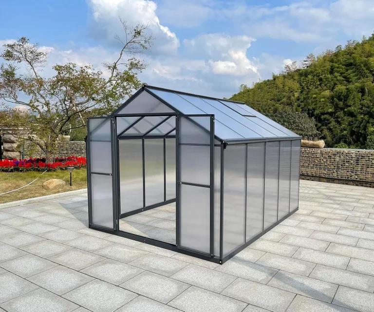 Aluminium Gewächshaus für den Garten 7,33m² inklusive 238 x 301cm Fundament Doppeltür vielseitig nutzbar als Treibhaus,Frühbeet Aufzucht,Tomatenhaus und Pflanzenhaus – Bild 4