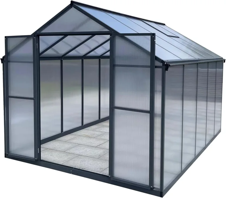 Aluminium Gewächshaus für den Garten 7,33m² inklusive 238 x 301cm Fundament Doppeltür vielseitig nutzbar als Treibhaus,Frühbeet Aufzucht,Tomatenhaus und Pflanzenhaus – Bild 1