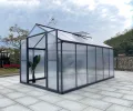 Aluminium Gewächshaus für den Garten 8,23m² inklusive 238 x 361cm Fundament Doppeltür vielseitig nutzbar als Treibhaus,Frühbeet Aufzucht,Tomatenhaus und Pflanzenhaus - Thumbnail 3