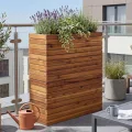 Pflanzkasten HWC-L21AM, Hochbeet Pflanzkübel Blumentopf, eckig 77x63x23cm Outdoor Akazie Holz FSC®-Zertifiziert, braun - Thumbnail 10