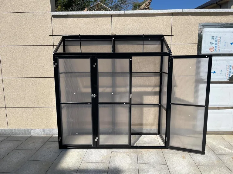 Tomatenhaus Anlehngewächshaus Aufzuchtschrank Treibhaus Frühbeet Pflanzenhaus Aluminium Beistell-Gewächshaus klein mit Rückwand 180x55X190 cm(Schwarz) – Bild 4