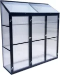 Tomatenhaus Anlehngewächshaus Aufzuchtschrank Treibhaus Frühbeet Pflanzenhaus Aluminium Beistell-Gewächshaus klein mit Rückwand 180x55X190 cm(Schwarz) - Thumbnail 1