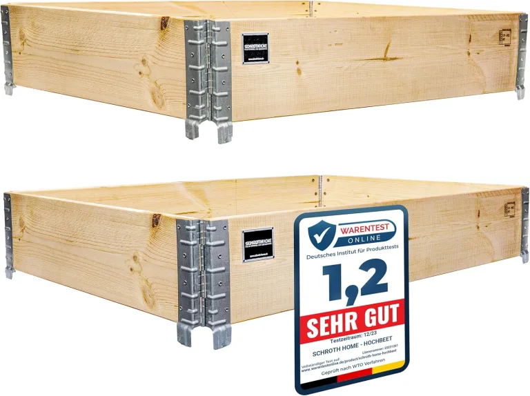 Schroth Home Hochbeet 120x80x20cm Rechteckig - Palettenrahmen aus Holz für Garten - Faltbar, Steckbar & Stapelbar - Außenbereich (3X Rahmen) – Bild 8