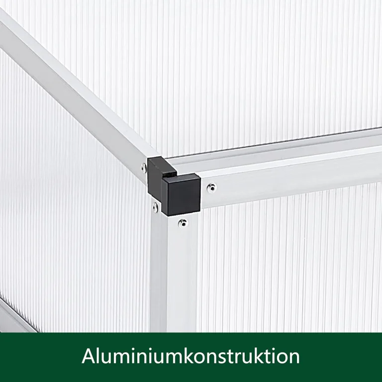 Alu Frühbeet lichtdurchlässig Frühbeetkasten Mini Gewächshaus Treibhaus UV Schutz Pflanzbeet 77x58x30cm Einzeldach Silbern – Bild 7