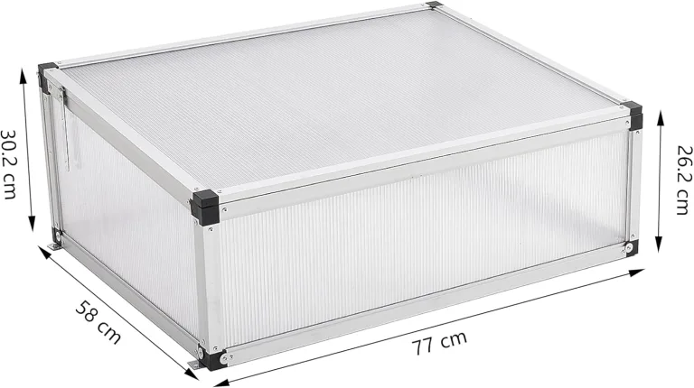 Alu Frühbeet lichtdurchlässig Frühbeetkasten Mini Gewächshaus Treibhaus UV Schutz Pflanzbeet 77x58x30cm Einzeldach Silbern – Bild 2
