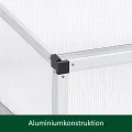Alu Frühbeet lichtdurchlässig Frühbeetkasten Mini Gewächshaus Treibhaus UV Schutz Pflanzbeet 77x58x30cm Einzeldach Silbern - Thumbnail 7