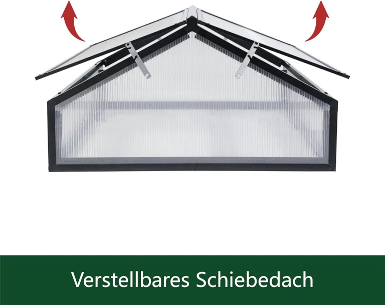 Alu Mini-Gewächshaus Frühbeet lichtdurchlässig Tomatenhaus Pflanzenhaus Treibhaus Pflanzbeet 117x97X53cm (Schwarz) – Bild 5
