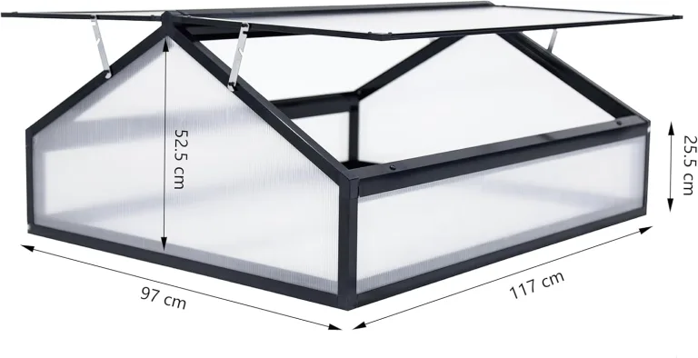 Alu Mini-Gewächshaus Frühbeet lichtdurchlässig Tomatenhaus Pflanzenhaus Treibhaus Pflanzbeet 117x97X53cm (Schwarz) – Bild 2