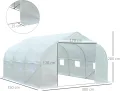 Outsunny Foliengewächshaus, 3,5 x 3 x 3 m Gewächshaus, Tomatenhaus mit UV-Schutz, Mesh-Fenster, Winddichtes Treibhaus für Garten, Balkon, Metall, Weiß - Thumbnail 8