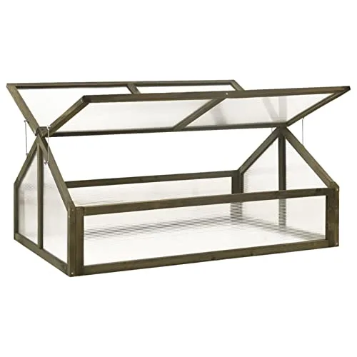 ARKEM Gewächshaus Grau 114x80x50 cm Tannenholz üBerwinterungszelt FüR Pflanzen Deko-GewäChshaus – Bild 9