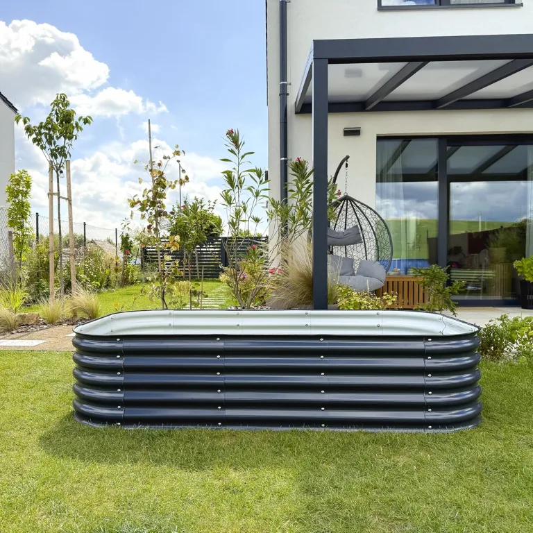Hochbeet aus Metall 240x60x43 cm - Modulares 9-in-1 Hochbeete-Kit - Rostfreie Hochbeete für Garten aus Premium Zn-Al-Mg Stahl - Min. 20 Jahre Lebensdauer - 43 cm Hoch Gemüsebeet, Anthrazit – Bild 7