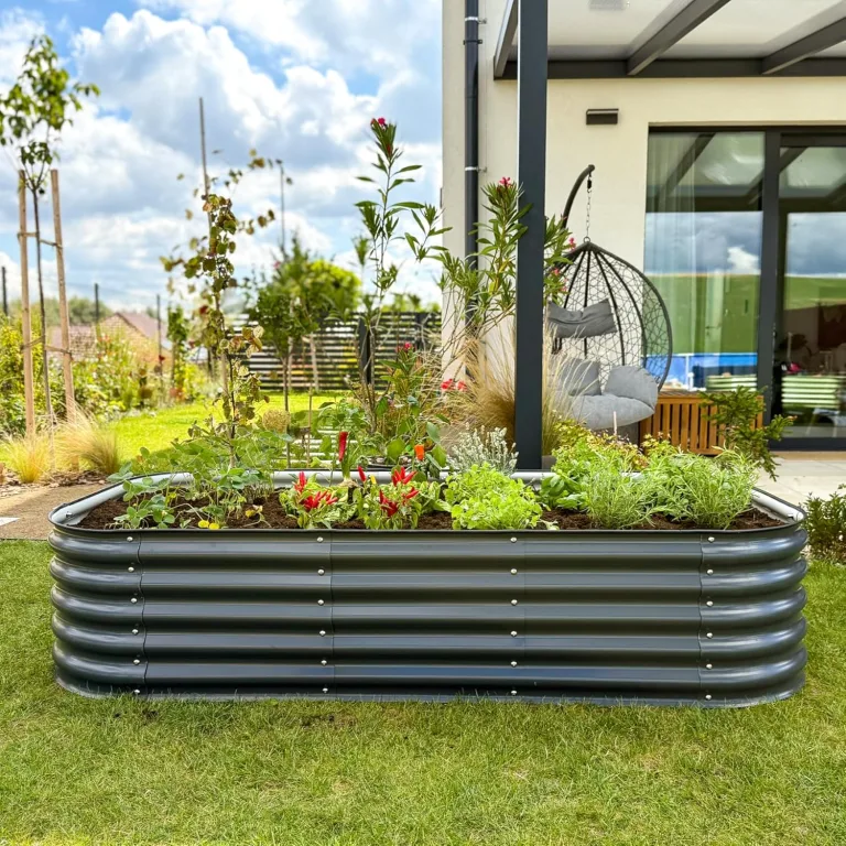Hochbeet aus Metall 240x60x43 cm - Modulares 9-in-1 Hochbeete-Kit - Rostfreie Hochbeete für Garten aus Premium Zn-Al-Mg Stahl - Min. 20 Jahre Lebensdauer - 43 cm Hoch Gemüsebeet, Anthrazit – Bild 1