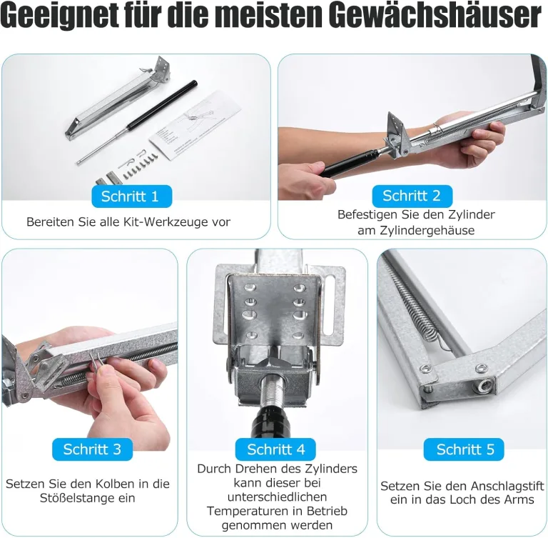 Goture Automatischer Entlüftungsöffner, automatischer Gewächshaus-Fensteröffner, Zylinder-Dach-Entlüftungsöffner, Autovent-Set, solarwärmeempfindliche Gartengeräte, Zubehör B – Bild 6