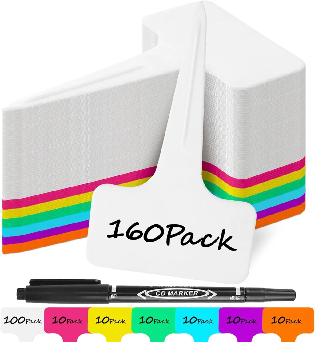 160 Stück Pflanzenschilder aus Premium Kunststoff - 100 X Weiß + 60 X Bunt, Pflanzenstecker zum Beschriften wetterfest, Stecketiketten Pflanzen Für Gemüse, Kräuter, blumen