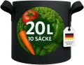 König Design 20x 10L Pflanzsack aus Vlies Stoff - 20er Set 10L Pflanztaschen aus 300 g/m² Filz & Vliesstoff - Pflanzgefäß Pflanzbeutel für Balkon Terrasse Gewächshaus & Garten - Thumbnail 1