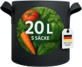 König Design 5X 20L Pflanzsack aus Vlies Stoff - 5er Set 20L Pflanztaschen aus 300 g/m² Filz & Vliesstoff - Pflanzgefäß Pflanzbeutel für Balkon Terrasse Gewächshaus & Garten - Thumbnail 1