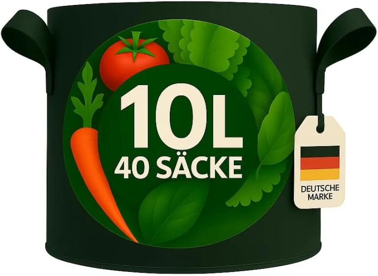 König Design 40x 10L Pflanzsack aus Vlies Stoff - 40er Set 10L Pflanztaschen aus 300 g/m² Filz & Vliesstoff - Pflanzgefäß Pflanzbeutel für Balkon Terrasse Gewächshaus & Garten – Bild 4