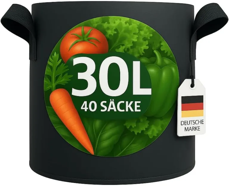 König Design 40x 30L Pflanzsack aus Vlies Stoff - 40er Set 30L Pflanztaschen aus 300 g/m² Filz & Vliesstoff - Pflanzgefäß Pflanzbeutel für Balkon Terrasse Gewächshaus & Garten – Bild 1