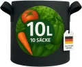 König Design 10x 10L Pflanzsack aus Vlies Stoff - 10er Set 10L Pflanztaschen aus 300 g/m² Filz & Vliesstoff - Pflanzgefäß Pflanzbeutel für Balkon Terrasse Gewächshaus & Garten - Thumbnail 4