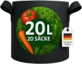 König Design 20x 20L Pflanzsack aus Vlies Stoff - 20er Set 20L Pflanztaschen aus 300 g/m² Filz & Vliesstoff - Pflanzgefäß Pflanzbeutel für Balkon Terrasse Gewächshaus & Garten - Thumbnail 1