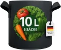 König Design 5X 10L Pflanzsack aus Vlies Stoff - 5er Set 10L Pflanztaschen aus 300 g/m² Filz & Vliesstoff - Pflanzgefäß Pflanzbeutel für Balkon Terrasse Gewächshaus & Garten - Thumbnail 1